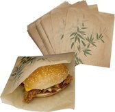 Rainbecom - 100 Stuks - 19 x 17 cm - Hamburger Zakje Papier - Vetvrij Papier - Papieren Zak voor Sandwiches