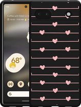 Google Pixel 6a Hoesje Zwart Pink Love - Designed by Cazy
