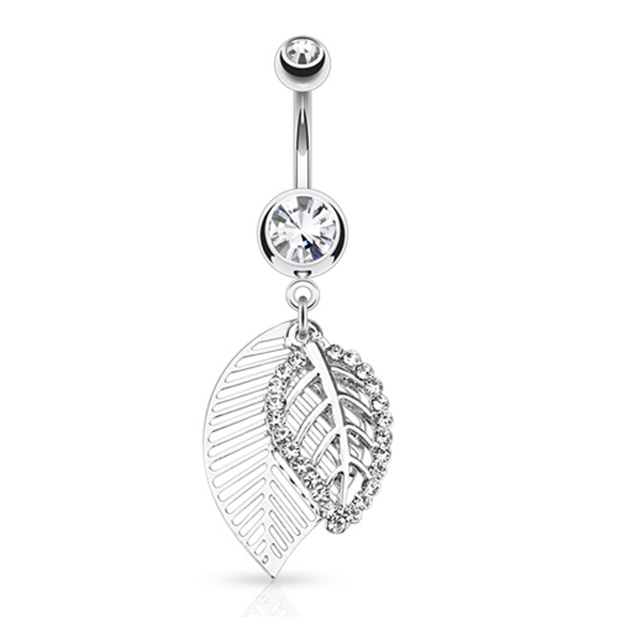 Navelpiercing dubbel blad - zilver - LMPiercings
