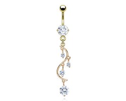 Navelpiercing hart gold plated 14kt. fijne hanger wit - LMPiercings