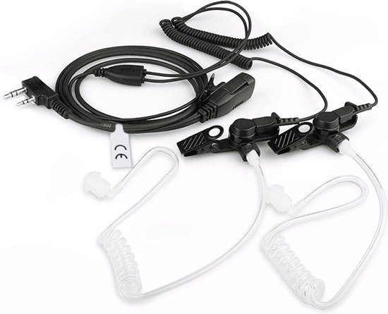 DerComms® Heavy security headset voor Kenwood TK3201, TK3501, TK3401, TK3701, NX1200, NX1300 met dubbele luchtslang.