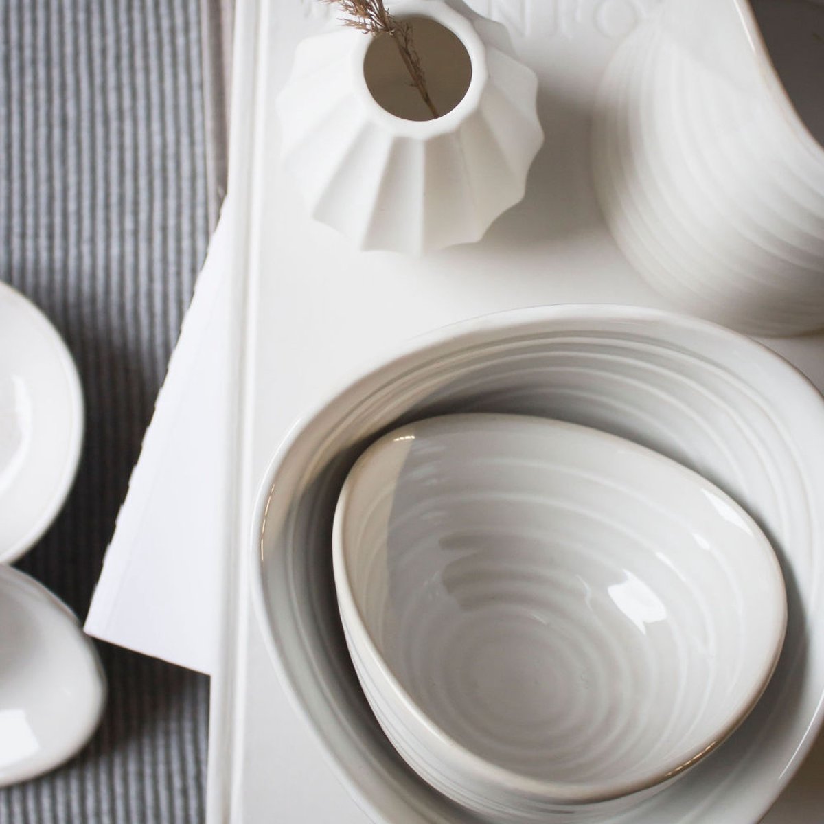 Storefactory Kullen kommetje - steengoed - 12 x 12 x 6 cm - gebroken wit / off-white
