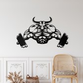 Wanddecoratie | Stier / Bull | Metal - Wall Art | Muurdecoratie | Woonkamer | Buiten Decor |Zwart| 46x25cm