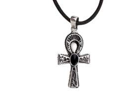 zilveren hanger Ankh met Onyx (K5453)