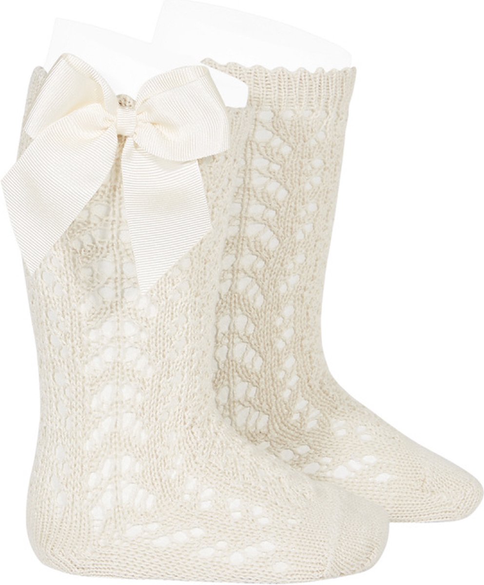 Cóndor Kniekous Opengewerkt Grosgrain Strik | 2519/2 | Linen/Beige | 27-30 | maat 6