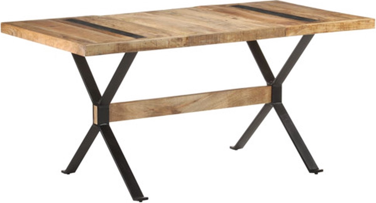 vidaXL Eettafel - 160x80x76 - cm - ruw - mangohout Bruin