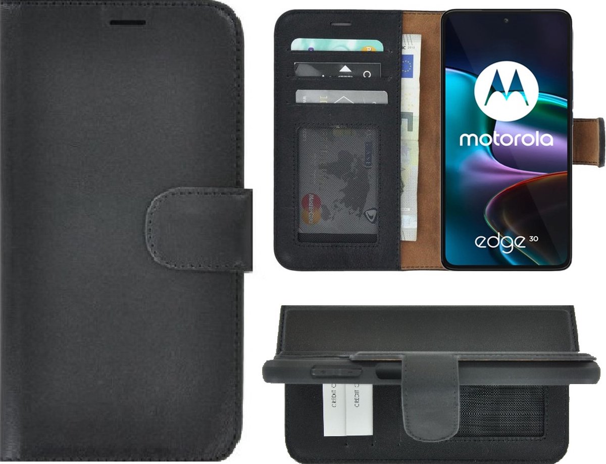 MoDo hoesje Geschikt voor Motorola Edge 30 - Leer Book Case - Zwart