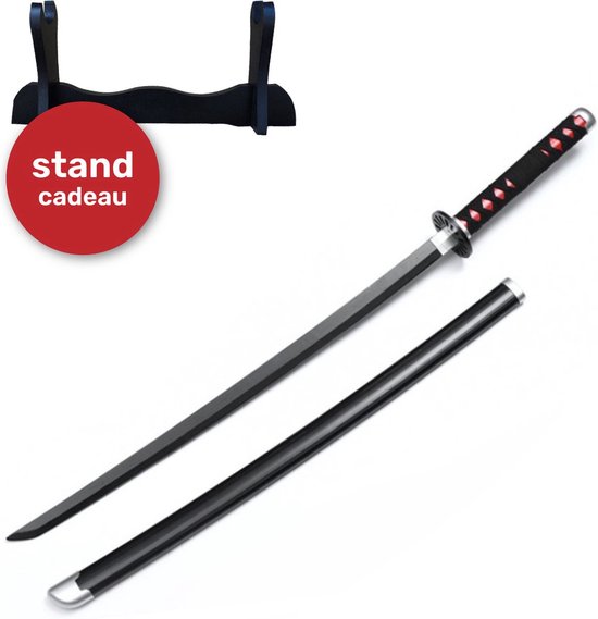 Demon slayer - Katana - 104cm - Katana zwaard - Incl. standaard - Samurai - Ninja - Anime - zwaard - Hout - Zwaard houder - Katana houder - Zenitsu - Tanjiro - Kamado - Nichirin Sword - Box set - Manga