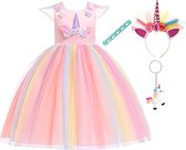 Unicorn Jurk | Eenhoorn Jurk | Prinsessenjurk Meisje | Verkleedkleren Meisje |maat 98/104(110)|Prinsessen Verkleedkleding | Carnavalskleding Kinderen | + Haarband | Roze