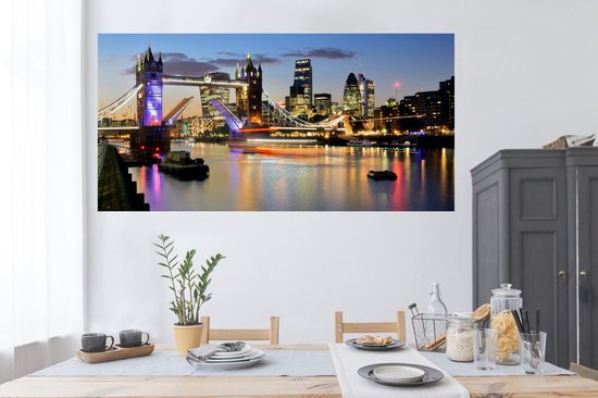 Stickers muraux - Film autocollant - Londres - Tower Bridge - Soirée - 160x80 cm - Film adhésif - Stickers muraux chambre d'enfant - Papier peint autocollant - Papier peint autocollant - Film autocollant