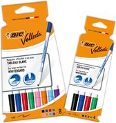 BIC Velleda Whiteboard Stiften voor Whiteboards en Wisbordjes - medium punt (2.8 mm) - Diverse Kleuren - Pak van 8+4