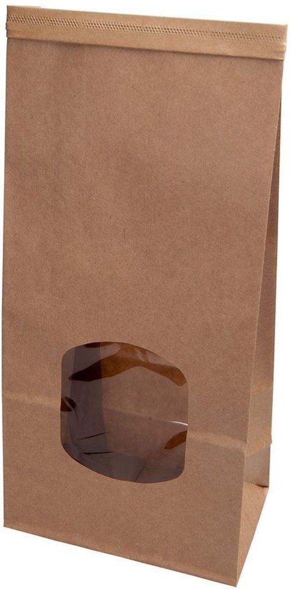 Kraft Zakken Bruin met Venster 11.5x7x24.5 cm Hersluitbaar (400 stuks)