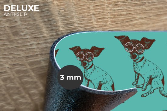Placemat - Placemats kunststof - Jack Russell - Hond - Patronen - Bril - 45x30 cm - 6 stuks - Hittebestendig - Anti-Slip - Onderlegger - Afneembaar