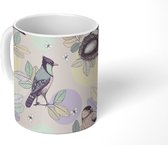 Mok - Koffiemok - Bloem - Vogel - Patronen - Mokken - 350 ML - Beker - Koffiemokken - Theemok
