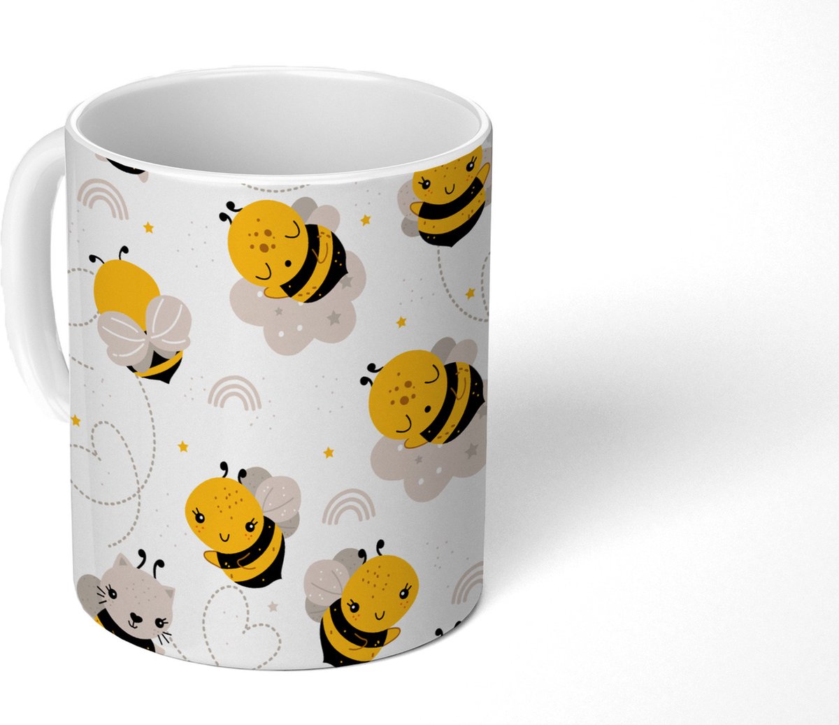 Mok - Koffiemok - Bijen - Patronen - Kawaii - Mokken - 350 ML - Beker - Koffiemokken - Theemok