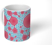 Mok - Koffiemok - Cel - Roze - Blauw - Design - Mokken - 350 ML - Beker - Koffiemokken - Theemok