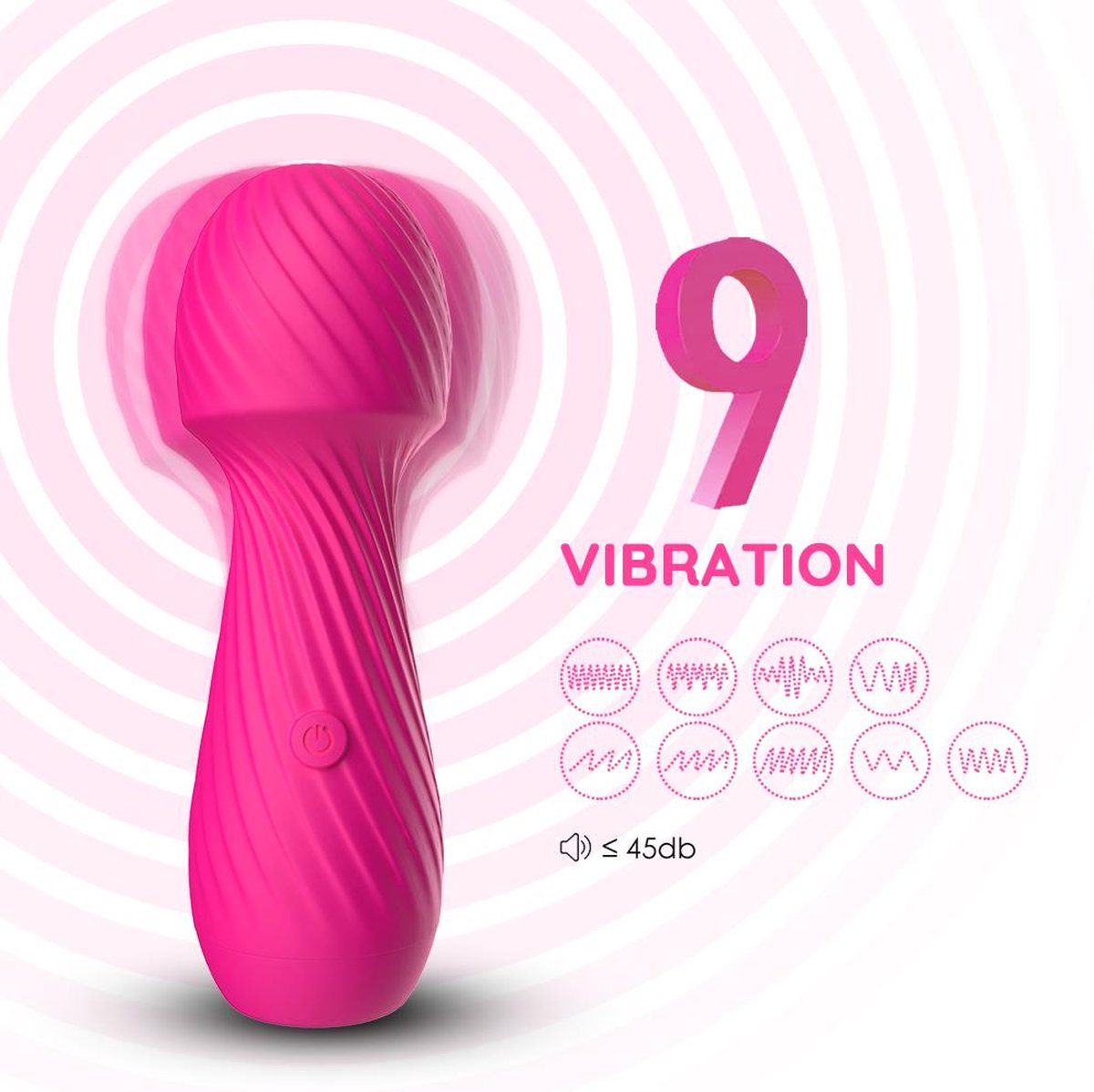 Goedkoopste Bossoftoys - 52-00025-1 - Dazzle pink - Silicone massager - USB - 9 vibratiestanden - Mini wand - Massage apparaat