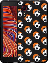 Galaxy Xcover 5 Hoesje Zwart Soccer Ball Orange Shadow - Designed by Cazy