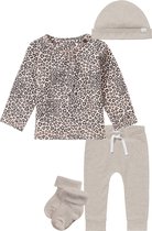 Noppies - kledingset - 5delig - broek Melissa Taupe - shirt Mkuze - Muts - sokjes - Maat 62