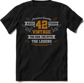 42 Jaar Legend - Feest kado T-Shirt Heren / Dames - Zilver / Goud - Perfect Verjaardag Cadeau Shirt - grappige Spreuken, Zinnen en Teksten. Maat S