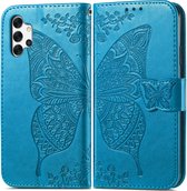 Bookcase geschikt voor Samsung Galaxy A32 4G - Blauw - Vlinder - Portemonnee Hoesje
