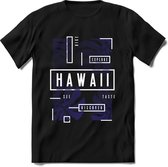 Feuilles d'Hawaï | TSK Studio Vêtements d'été T-shirt | Bleu foncé | Messieurs / Dames | Cadeau d'anniversaire de chemise de plage Perfect taille S