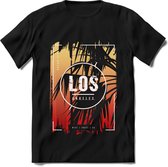 Los Angeles | TSK Studio Zomer Kleding  T-Shirt | Geel - Rood | Heren / Dames | Perfect Strand Shirt Verjaardag Cadeau Maat M