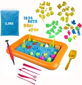 Magnetisch Speelzand Toverzand voor Binnen - 2 KG met Opblaaszandbak, Vormpjes Binnen Zand Zandbak met Kinetisch Speelzand - Sensorisch Speelgoed voor Creatieve Kinderen