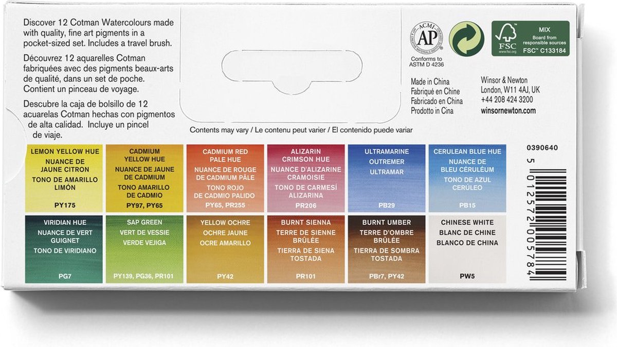 Winsor & Newton 0390640 Cotman Aquarelverf Set – Sketchers’ Pocket Set – 12 Kleuren Waterverf – Compact Aquarelset met Reis Penseel — afbeelding 3