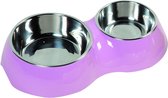 Flamingo eet- en drinkpot royal duo dinner roze & zilver - 350ml - ∅ 13cm