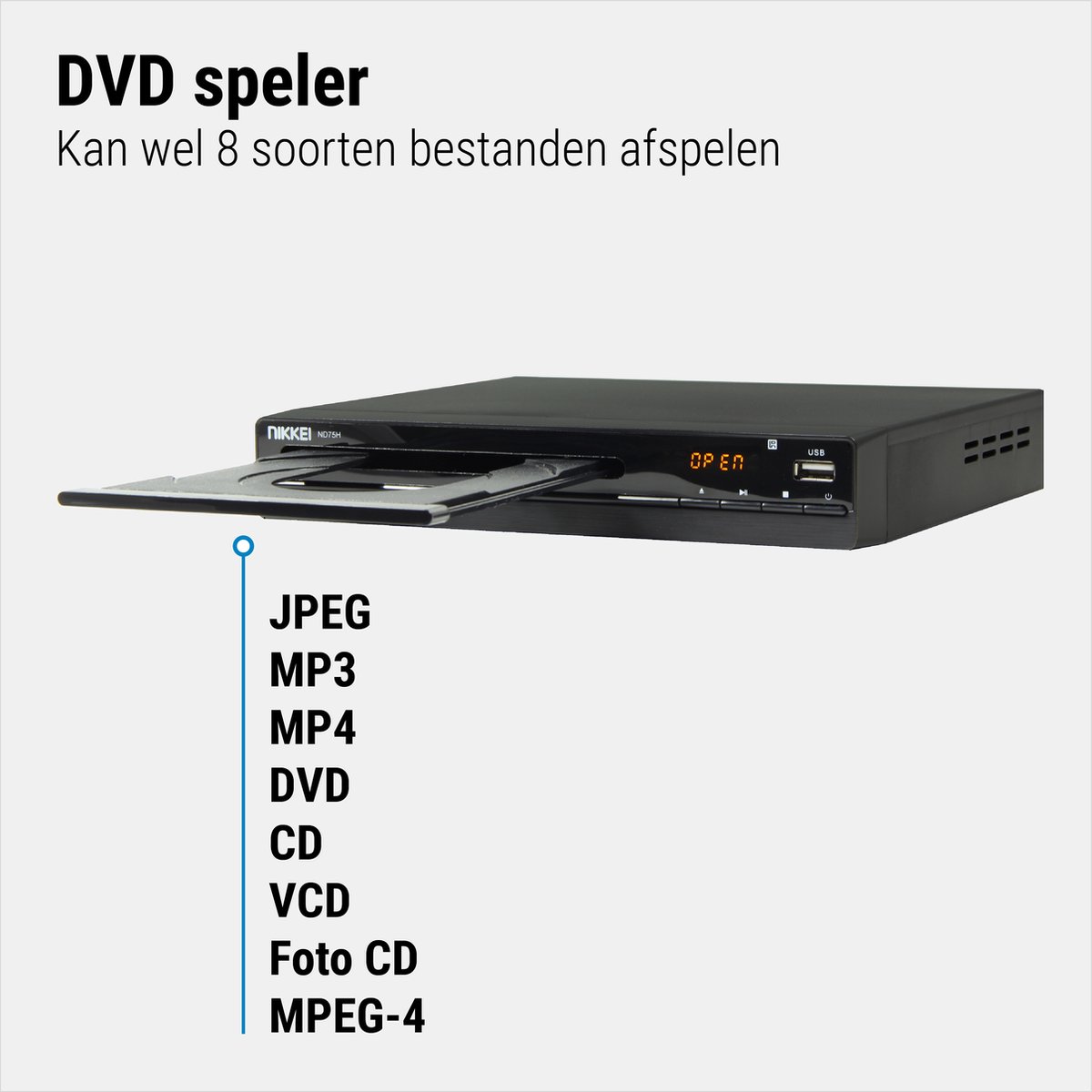 Nikkei ND75H DVD Speler met Full HD-upscaling, HDMI, SCART en USB-poort -  DVD en CD... | bol.com