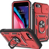 Ring Kickstand met Camera Shield - iPhone SE (2020 / 2022) / 8 / 7 Hoesje - Rood