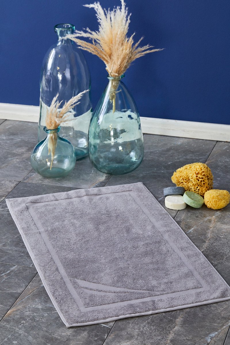Nautica Crew Badmat, 100% Premium Kaoten, 700 GSM, 50x85, Jacquard, Cozy, Soft & Durable-Gray