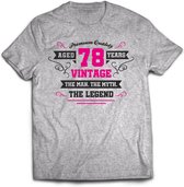 78 Jaar Legend - Feest kado T-Shirt Heren / Dames - Antraciet Grijs / Roze - Perfect Verjaardag Cadeau Shirt - grappige Spreuken, Zinnen en Teksten. Maat L