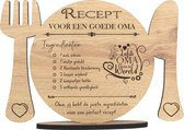 Recept oma - houten wenskaart - kaart van hout om oma te bedanken - Moederdag - grootmoeder - 17.5 x 25 cm