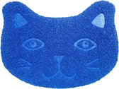 Max4You - Kattenbakmat - Placemat Voerbak - Kattenmat - Mat kat gezicht - Antislip - 40 x 30 cm - Blauw