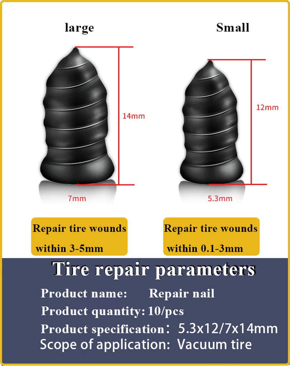 Auto en fietsband Banden reparatieset auto motor scooter scootmobiel 4 stuks - bandenplakset - proppenset - auto accessories thumbnail 5