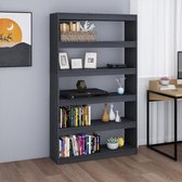 Boekenkast/kamerscherm 100x30x167,5 cm massief grenenhout grijs