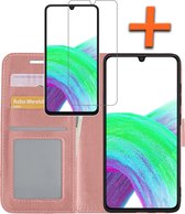 Hoesje Geschikt voor Samsung A33 Hoes Bookcase Flipcase Book Cover Met Screenprotector - Hoes Geschikt voor Samsung Galaxy A33 Hoesje Book Case - Rosé goud