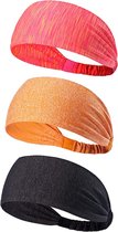 LIXIN Set 3 Stuks Sport Haarbanden - Kleur 1 - Hoofdband Dames en Heren - Unisex Haarband - Volwassenen - Elastisch antislip - Lichtgewicht - Atletisch - Gym - Dans - Yoga - Hardlo