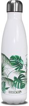 RVS thermosfles - wit / groen - tropical jungle - 500 ml - waterfles - drinkfles - sport
