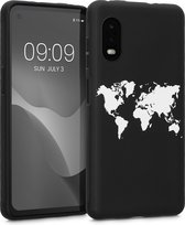 kwmobile telefoonhoesje compatibel met Samsung Galaxy Xcover Pro - Hoesje voor smartphone in wit / zwart - Wereldkaart design