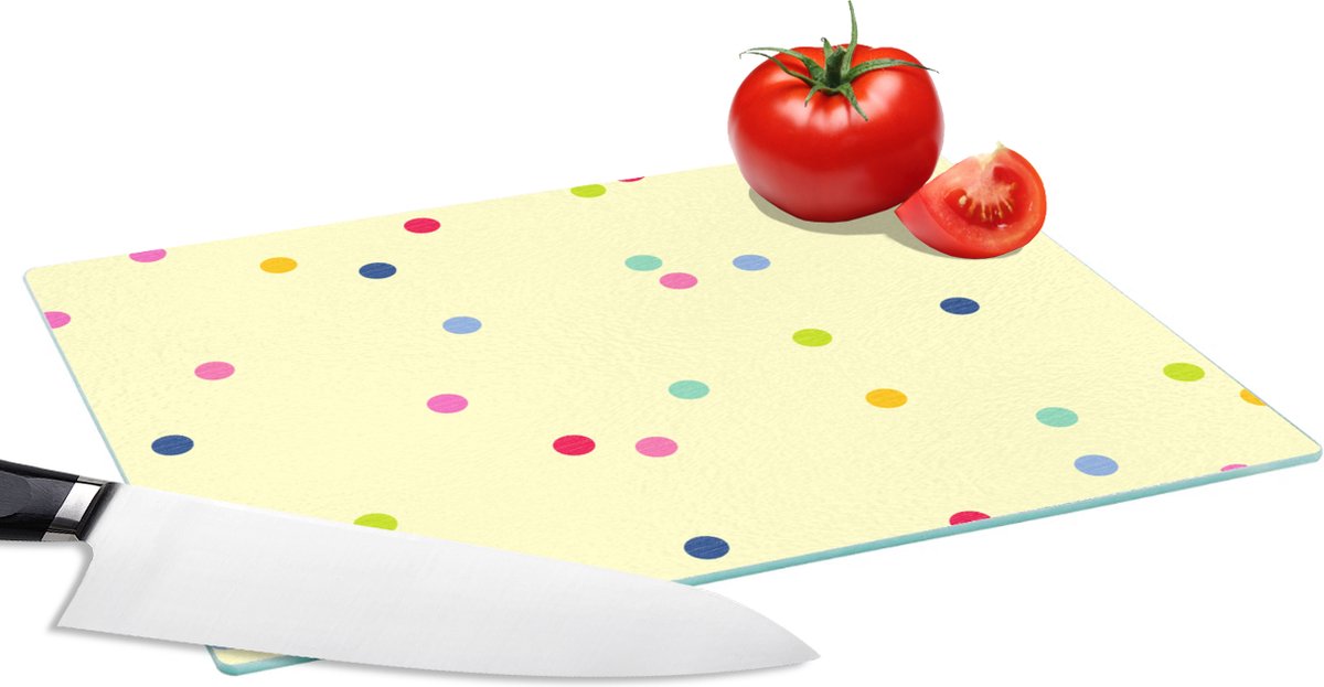 Glazen Snijplank - 28x20 - Confetti - Patronen - Pastel - Snijplanken Glas
