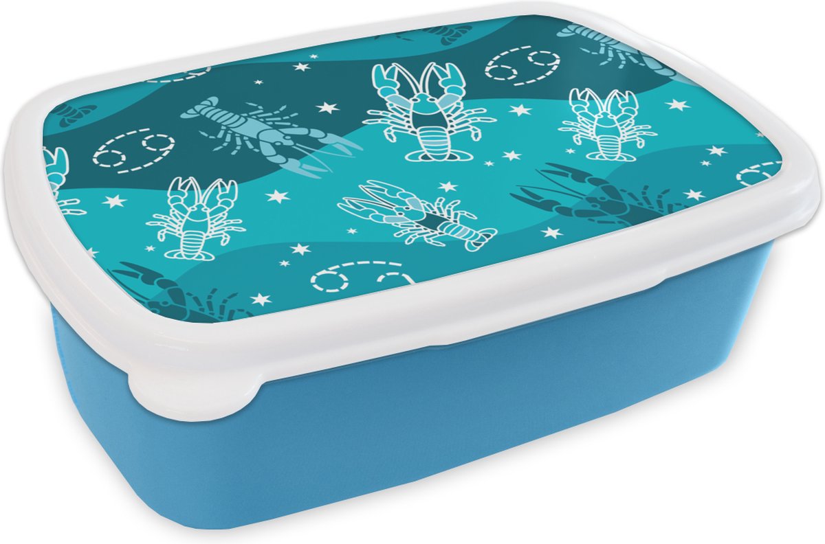 Broodtrommel Blauw - Lunchbox - Brooddoos - Zodiac - Kreeft - Design - 18x12x6 cm - Kinderen - Jongen