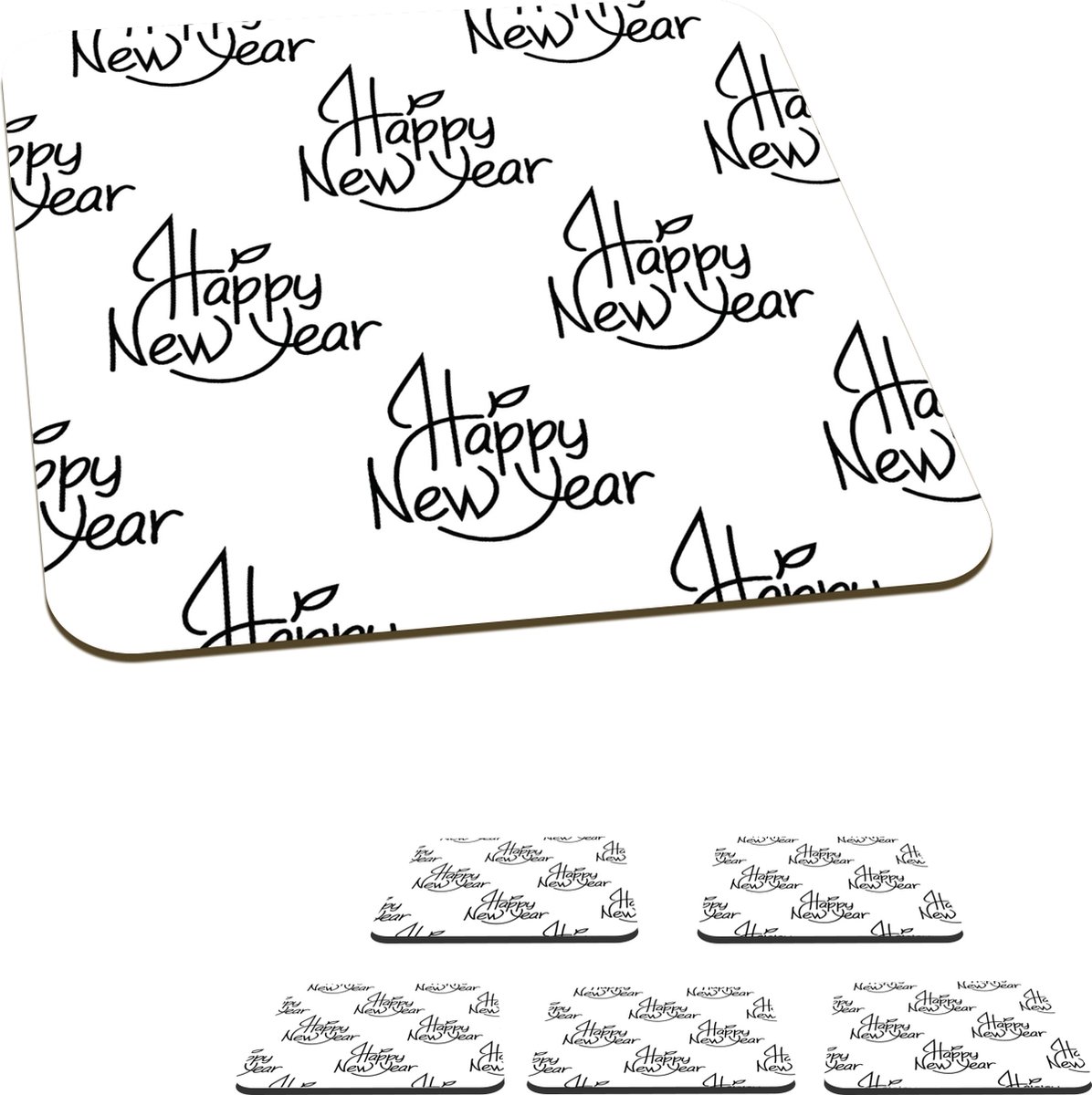 Onderzetters voor glazen Happy New Year Oud en Nieuw Quotes