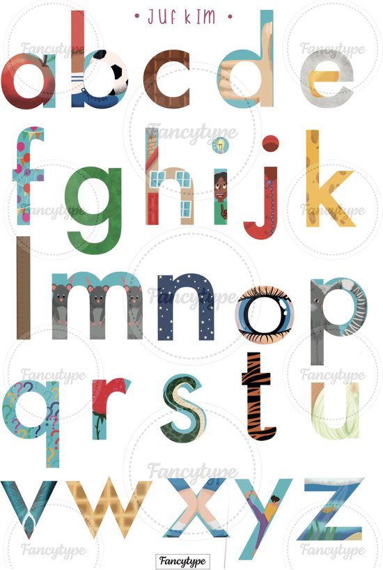 Alfabet Poster - Juf Kim's ABC - FancyType - Kind - Leren - Basisschool