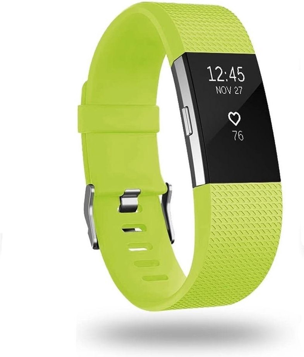 Jumada's - Fitbit Charge 2 bandje - Gesp - Siliconen - Lichtgroen - Small