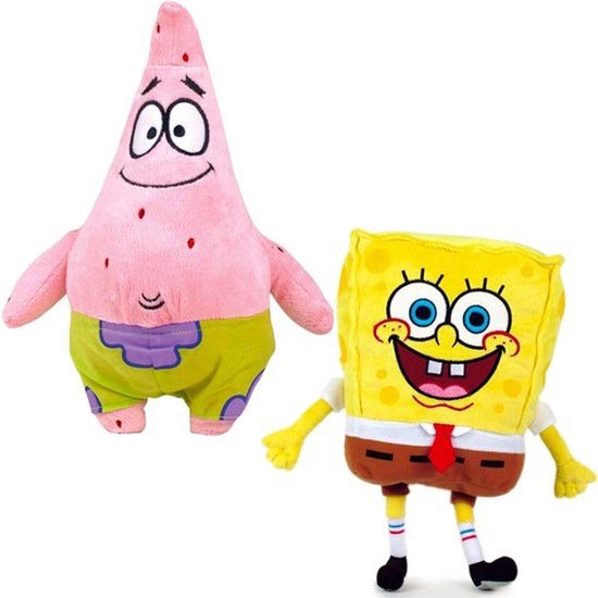 Spongebob Squarepants Pluche Knuffel Set 18 cm + Patrick Ster Happy Pluche  Knuffel 24... | bol.com