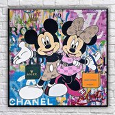 UNIEK 1 van de 10 - Mickey Mouse Art - Luxury Disney Art - Minnie Mouse  - Kunstwerk Canvas 40x40 cm - groot - Print op Canvas schilderij - CUSTOM LUXURY WALL ART - FILM ART - CUST