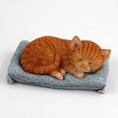 Dit lieve schattige poesje ligt heerlijk te dromen op zijn dekentje. Wie smelt nou niet weg bij deze levensecht uitziende slapende kat? Let op: Dit is decoratie en geen speelgoed. Voor uzelf of Bestel Een Kado